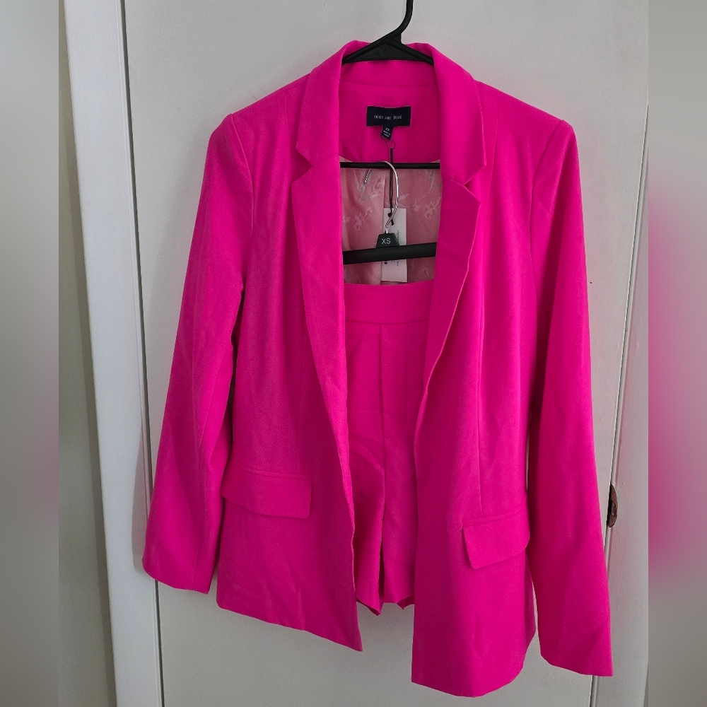 Skies Are Blue Neon Pink Short Set
